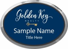 (image for) Golden Key Realty Oval Executive Silver Badge - Navy Insert