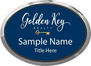 (image for) Golden Key Realty Oval Executive Silver Badge - Navy Insert