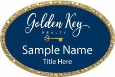 (image for) Golden Key Realty Oval Bling Gold badge - Navy Insert