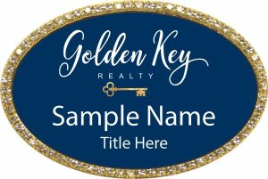 (image for) Golden Key Realty Oval Bling Gold badge - Navy Insert