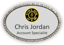 (image for) Gold's Gym Silver Oval Bling Badge