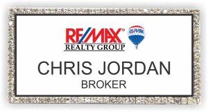 (image for) Remax White - Silver Framed Bling Badge