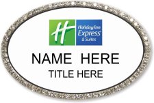 (image for) Holiday Inn Express & Suites Oval Silver/White Bling Badge