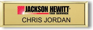 (image for) Jackson Hewitt Small Executive Gold Badge- Red Logo