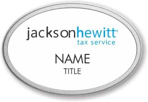 (image for) Jackson Hewitt Tax Service White Pebbled Frame Oval Prestige Badge