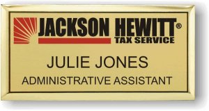 (image for) Jackson Hewitt Gold Executive Badge- Red Logo