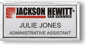 (image for) Jackson Hewitt Silver Executive Badge- Red Logo