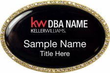 (image for) Keller Williams Realty Logo 2 Gold Oval Bling Black Badge