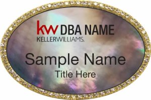 (image for) Keller Williams Realty Logo 2 Gold Oval Bling Black Pearl Badge