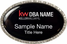 (image for) Keller Williams Realty Logo 2 Silver Oval Bling Black Badge