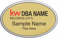 (image for) Keller Williams Realty Logo 2 Silver Oval Pebbled Prestige Gold Badge