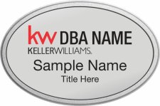 (image for) Keller Williams Realty Logo 2 Silver Oval Pebbled Prestige Badge