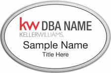 (image for) Keller Williams Realty Logo 2 Silver Oval Pebbled Prestige White Badge