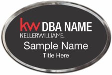 (image for) Keller Williams Realty Logo 2 Silver Oval Polished Prestige Black Badge