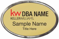 (image for) Keller Williams Realty Logo 2 Silver Oval Polished Prestige Gold Badge