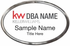 (image for) Keller Williams Realty Logo 2 Silver Oval Polished Prestige White Badge