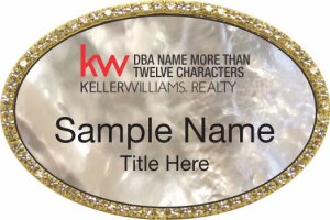 (image for) Keller Williams Realty Logo 4 Gold Oval Beyond Bling White Pearl Badge