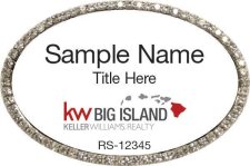 (image for) Keller Williams Big Island Logo B Oval Bling Silver Badge with White Insert