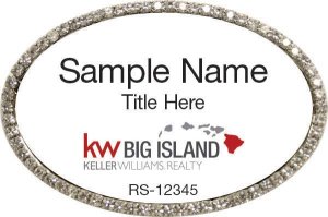 (image for) Keller Williams Big Island Logo B Oval Bling Silver Badge with White Insert