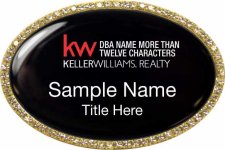 (image for) Keller Williams Realty Logo 4 Gold Oval Bling Black Badge
