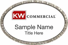(image for) Keller Williams Commercial Silver Oval Bling White Badge