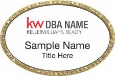 (image for) Keller Williams Realty Logo 3 Gold Oval Bling White Badge