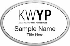 (image for) Keller Williams Young Professionals Silver Oval Pebbled Prestige White Badge