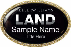 (image for) Keller Williams Land Gold Oval Bling Black Badge