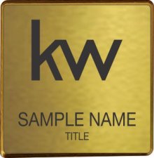 (image for) KW Logo Gold Square Executive Gold Anodized Badge