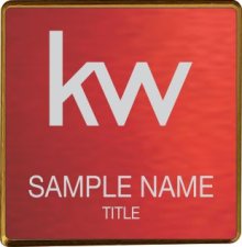 (image for) KW Logo Gold Square Executive Red Anodized Badge