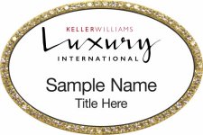 (image for) Keller Williams Luxury International Gold Oval Bling White Badge Style B