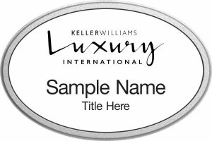(image for) Keller Williams Luxury International Silver Oval Pebbled Prestige White Badge
