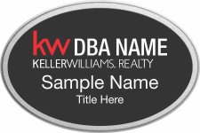 (image for) Keller Williams Realty Logo 3 Silver Oval Pebbled Prestige Black Badge