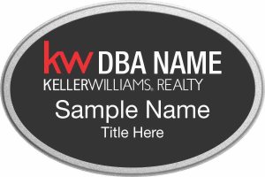 (image for) Keller Williams Realty Logo 3 Silver Oval Pebbled Prestige Black Badge
