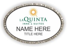 (image for) La Quinta Inns & Suites White Oval Silver Frame Bling Badge