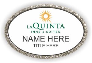 (image for) La Quinta Inns & Suites White Oval Silver Frame Bling Badge
