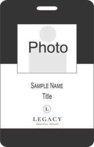 (image for) Legacy Medical Group Vertical Photo ID Badge, Black & White