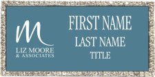 (image for) Liz Moore & Associates Silver Bling Badge, Blue-Grey w/ White