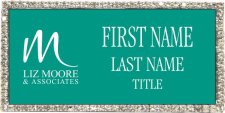 (image for) Liz Moore & Associates Silver Bling Badge, Teal w/ White