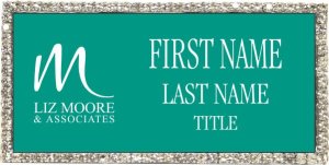 (image for) Liz Moore & Associates Silver Bling Badge, Teal w/ White