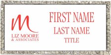 (image for) Liz Moore & Associates Silver Bling Badge, White w/ Red