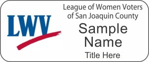 (image for) League of Women Voters of San Joaquin Standard White badge