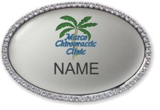 (image for) Marco Chiropractic Clinic Oval Bling Silver badge