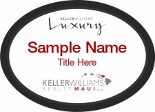 (image for) Keller Williams Luxury Maui - Oval Executive Black Badge with White Insert, Red Text