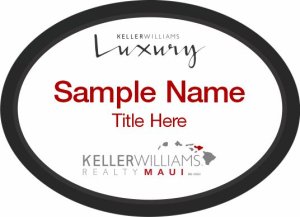 (image for) Keller Williams Luxury Maui - Oval Executive Black Badge with White Insert, Red Text