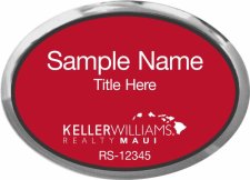 (image for) Keller Williams Maui Oval Executive Silver Badge with Red Insert
