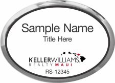 (image for) Keller Williams Maui Oval Executive Silver Badge with White Insert