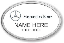 (image for) Mercedes-Benz Oval White Prestige Badge with Pebbled Silver Frame