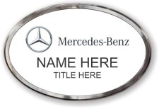 (image for) Mercedes-Benz Oval White Prestige Badge with Polished Silver Frame