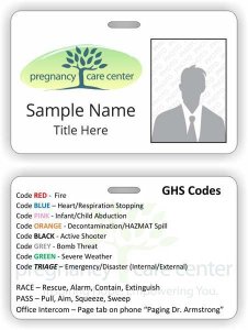 (image for) Pregnancy Care Center Photo ID Horizontal Double Sided badge